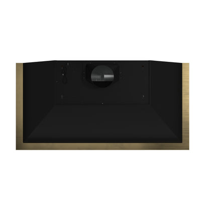 Forno Vittorio 48-Inch Wall Mount Range Hood, Black with Antique Brass Trim, 424 CFM Airflow, Dishwasher-Safe Baffle Filters, Remote Control, 3-Speed Fan, Bright LED Lighting. - Forno Appliances