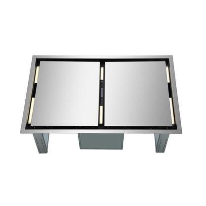 FORNO Arezzo 44-Inch Recessed Ceiling Range Hood, Dual Motors, 1200 CFM, Hybrid Filters, Remote Control - Forno Appliances