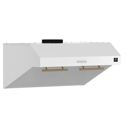 Forno Bari Espresso 30-Inch Under Cabinet Range Hood, White, 600 CFM, LED Lighting, Dishwasher-Safe Baffle Filters, 3-Speed Fan Control - Forno Appliances