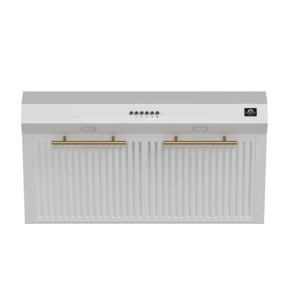 Forno Bari Espresso 30-Inch Under Cabinet Range Hood, White, 600 CFM, LED Lighting, Dishwasher-Safe Baffle Filters, 3-Speed Fan Control - Forno Appliances