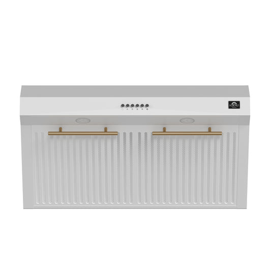 Forno Bari Espresso 30-Inch Under Cabinet Range Hood, White, 600 CFM, LED Lighting, Dishwasher-Safe Baffle Filters, 3-Speed Fan Control - Forno Appliances