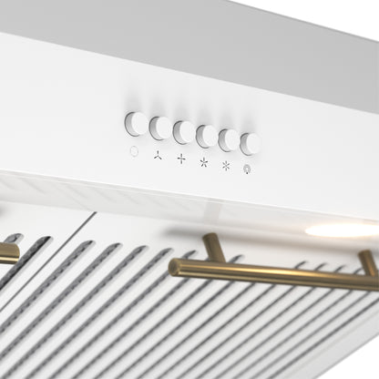 Forno Bari Espresso 30-Inch Under Cabinet Range Hood, White, 600 CFM, LED Lighting, Dishwasher-Safe Baffle Filters, 3-Speed Fan Control - Forno Appliances
