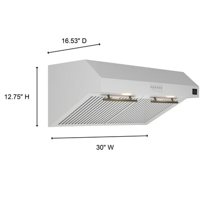 Forno Bari Espresso 30-Inch Under Cabinet Range Hood, White, 600 CFM, LED Lighting, Dishwasher-Safe Baffle Filters, 3-Speed Fan Control - Forno Appliances