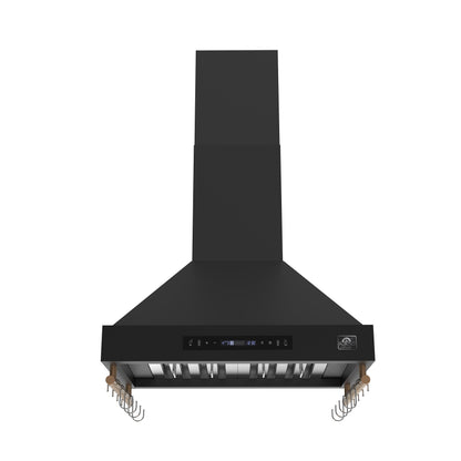 Forno Venezia 30 Inch Wall-Mounted Range Hood in Black with Touch Controls and Baffle Filters - Forno Appliances