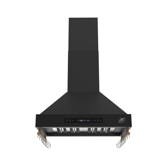 Forno Venezia 30 Inch Wall-Mounted Range Hood in Black with Touch Controls and Baffle Filters - Forno Appliances