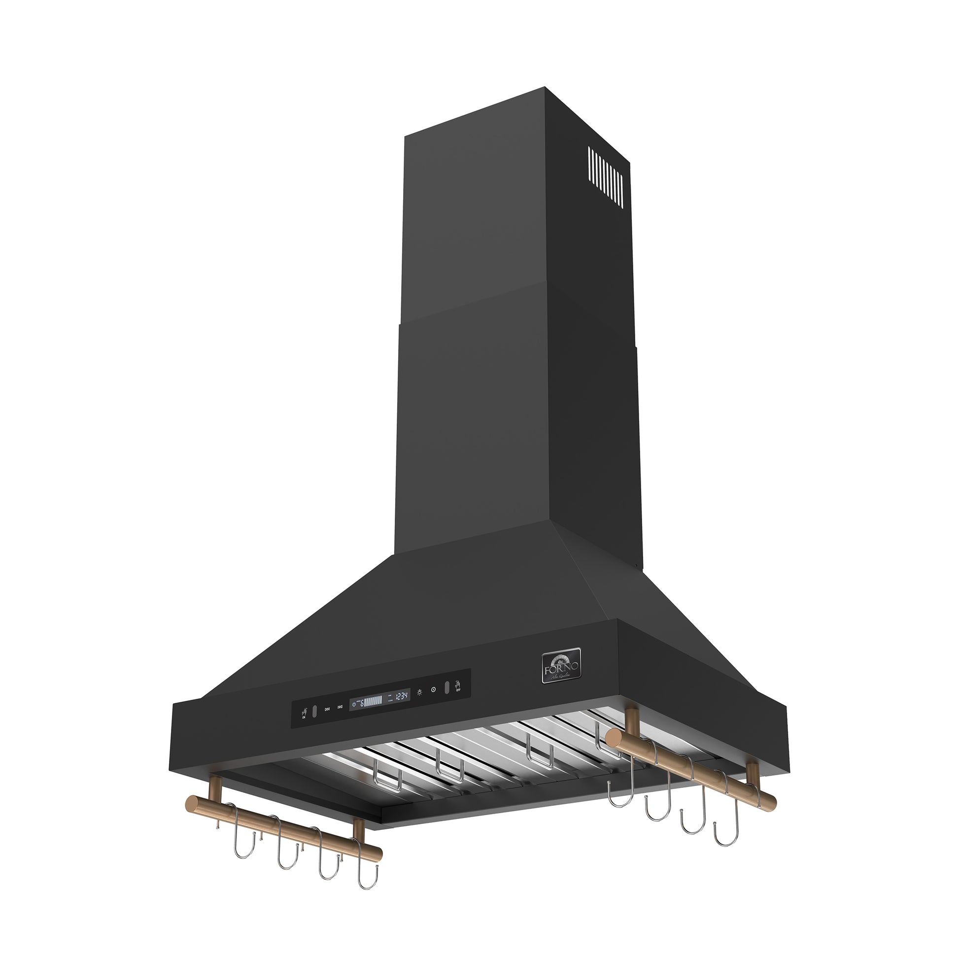 Forno Venezia 30 Inch Wall-Mounted Range Hood in Black with Touch Controls and Baffle Filters - Forno Appliances