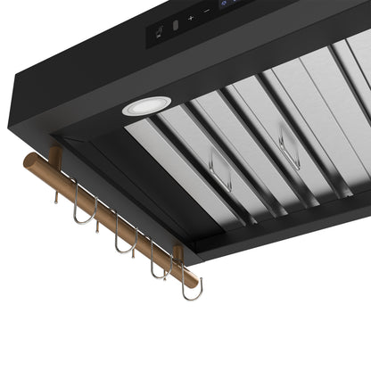Forno Venezia 30 Inch Wall-Mounted Range Hood in Black with Touch Controls and Baffle Filters - Forno Appliances