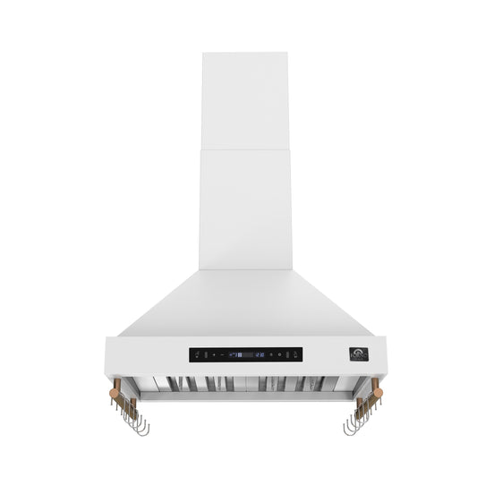 Forno Venezia 30 Inch Wall-Mounted Range Hood in White with Touch Controls and Baffle Filters - Forno Appliances