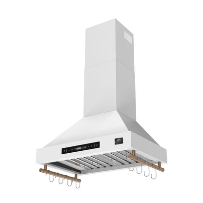 Forno Venezia 30 Inch Wall-Mounted Range Hood in White with Touch Controls and Baffle Filters - Forno Appliances