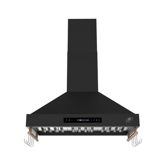 Forno Venezia 36 Inch Wall-Mounted Range Hood in Black with Touch Controls and Baffle Filters - Forno Appliances