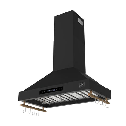 Forno Venezia 36 Inch Wall-Mounted Range Hood in Black with Touch Controls and Baffle Filters - Forno Appliances