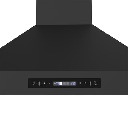 Forno Venezia 36 Inch Wall-Mounted Range Hood in Black with Touch Controls and Baffle Filters - Forno Appliances
