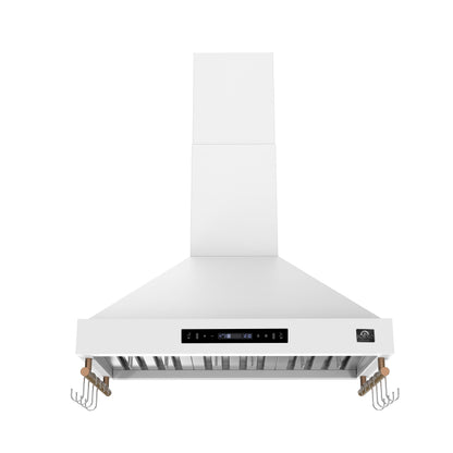 Forno Venezia 36 Inch Wall-Mounted Range Hood in White with Touch Controls and Baffle Filters - Forno Appliances