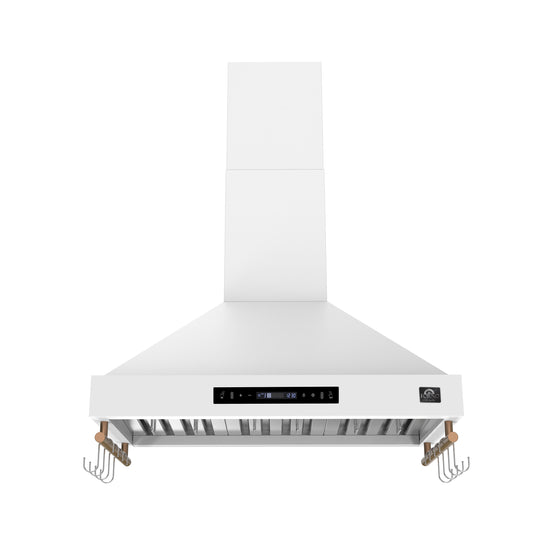 Forno Venezia 36 Inch Wall-Mounted Range Hood in White with Touch Controls and Baffle Filters - Forno Appliances