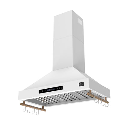 Forno Venezia 36 Inch Wall-Mounted Range Hood in White with Touch Controls and Baffle Filters - Forno Appliances
