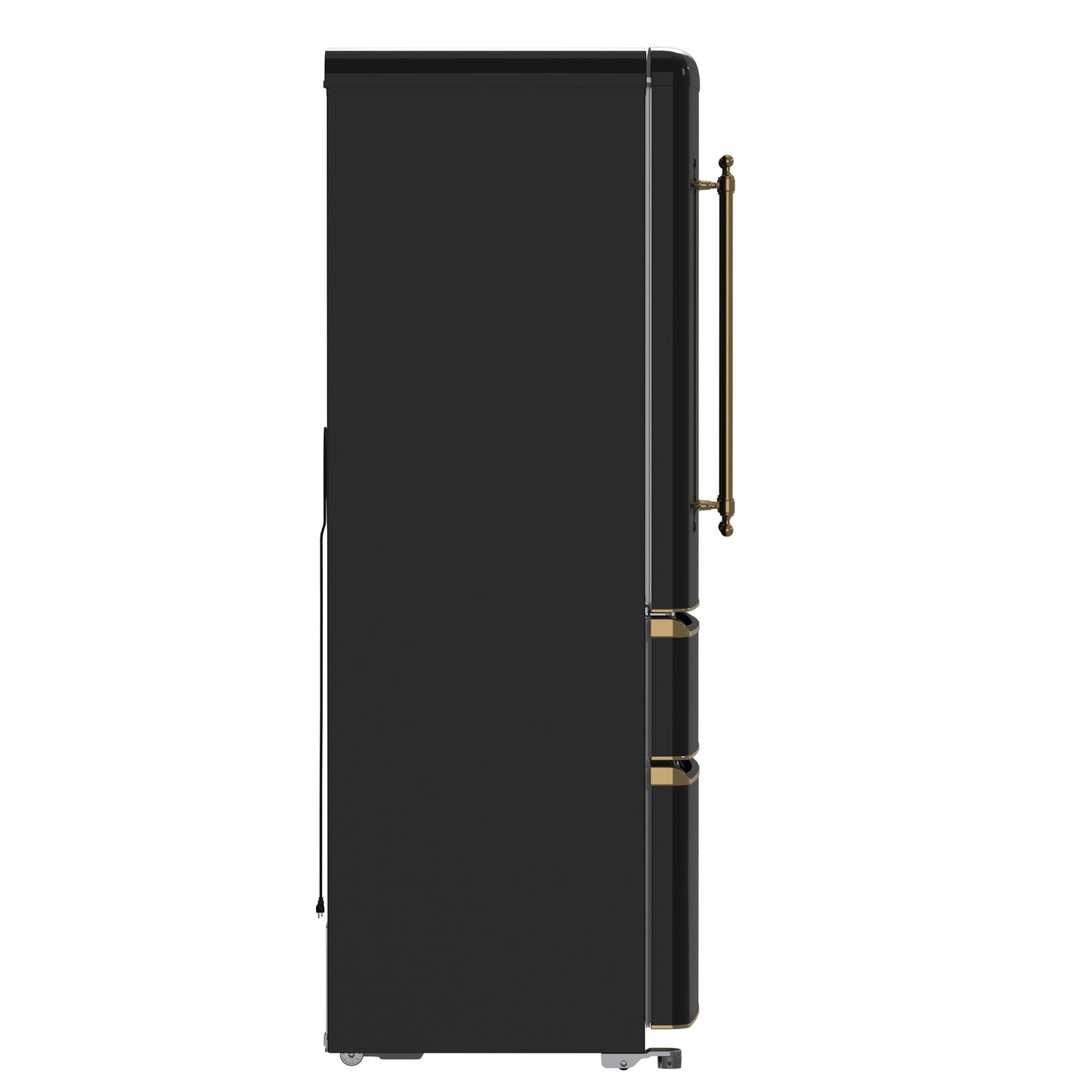 Forno Luigi 33-Inch French Door Refrigerator, 18 cu.ft, Black Finish, Antique Brass Handles, ENERGY STAR Certified - Forno Appliances