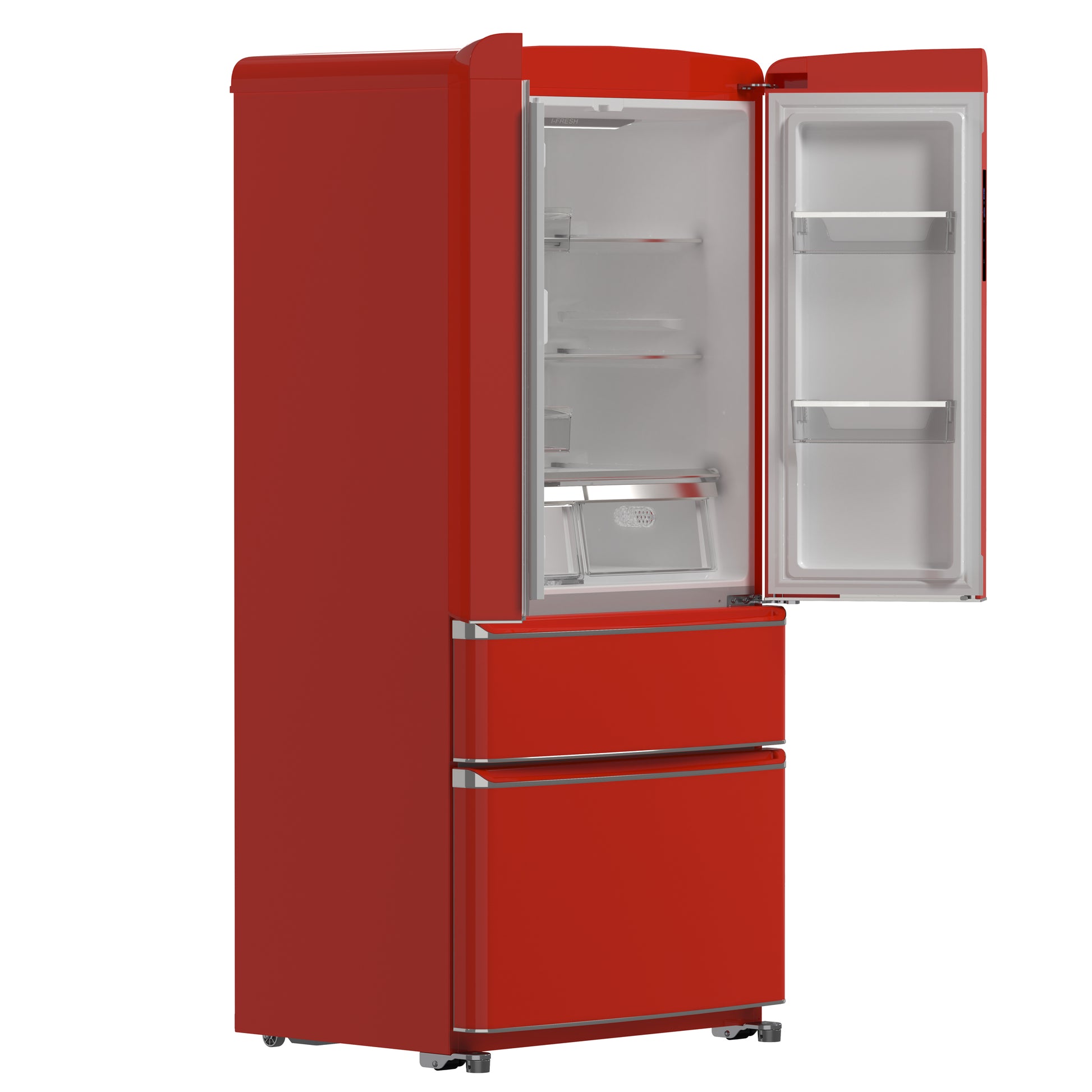 Forno Luigi 33-Inch French Door Refrigerator, 18 cu.ft, Red Finish, Handle-Free Design, ENERGY STAR Certified - Forno Appliances