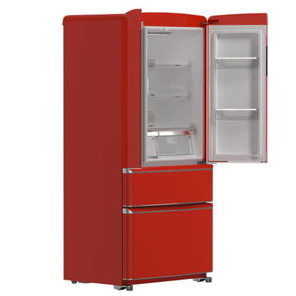 Forno Luigi 33-Inch French Door Refrigerator, 18 cu.ft, Red Finish, Handle-Free Design, ENERGY STAR Certified - Forno Appliances