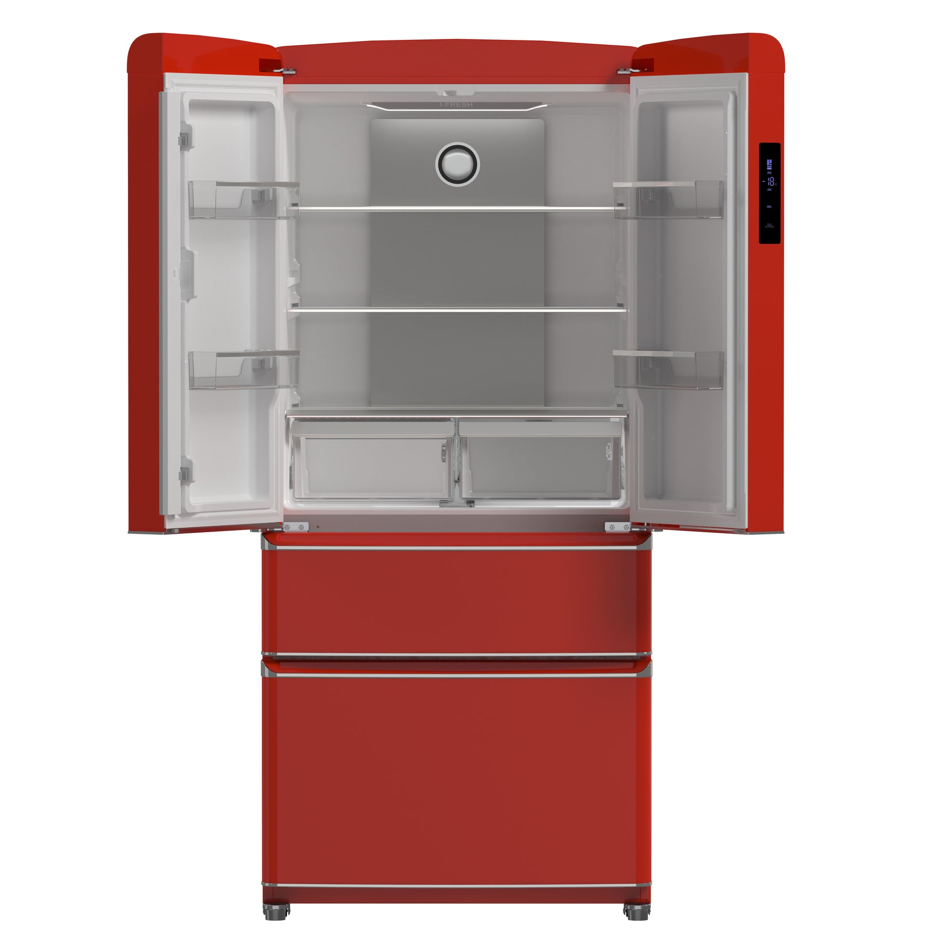 Forno Luigi 33-Inch French Door Refrigerator, 18 cu.ft, Red Finish, Handle-Free Design, ENERGY STAR Certified - Forno Appliances