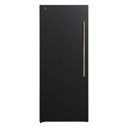 Forno Maderno 28-Inch Convertible Upright Freezer/Refrigerator in Black with Antique Brass Handle, 13.6 cu.ft., Left Swing - Forno Appliances