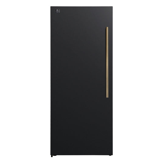 Forno Maderno 28-Inch Convertible Upright Freezer/Refrigerator in Black with Antique Brass Handle, 13.6 cu.ft., Left Swing - Forno Appliances