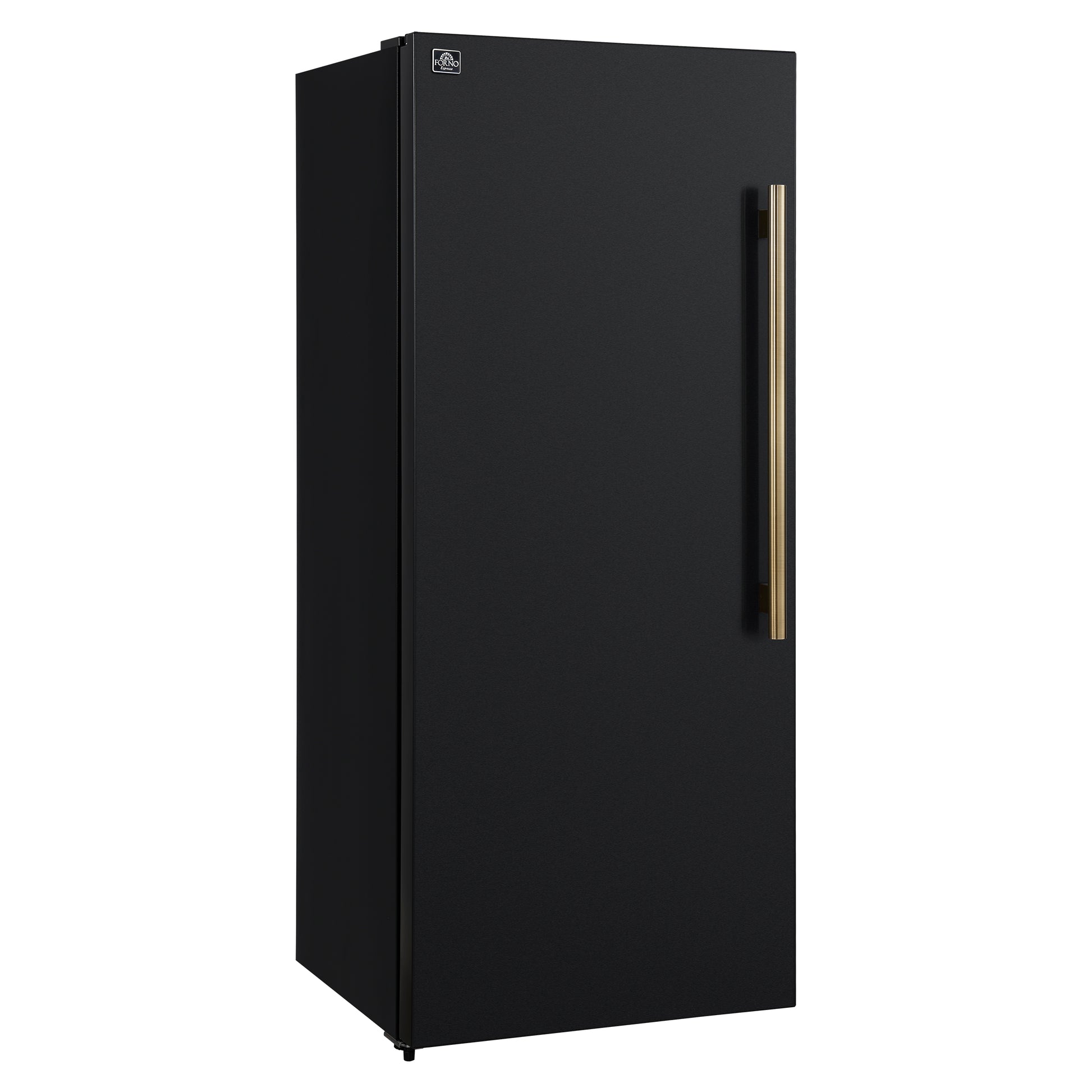 Forno Maderno 28-Inch Convertible Upright Freezer/Refrigerator in Black with Antique Brass Handle, 13.6 cu.ft., Left Swing - Forno Appliances
