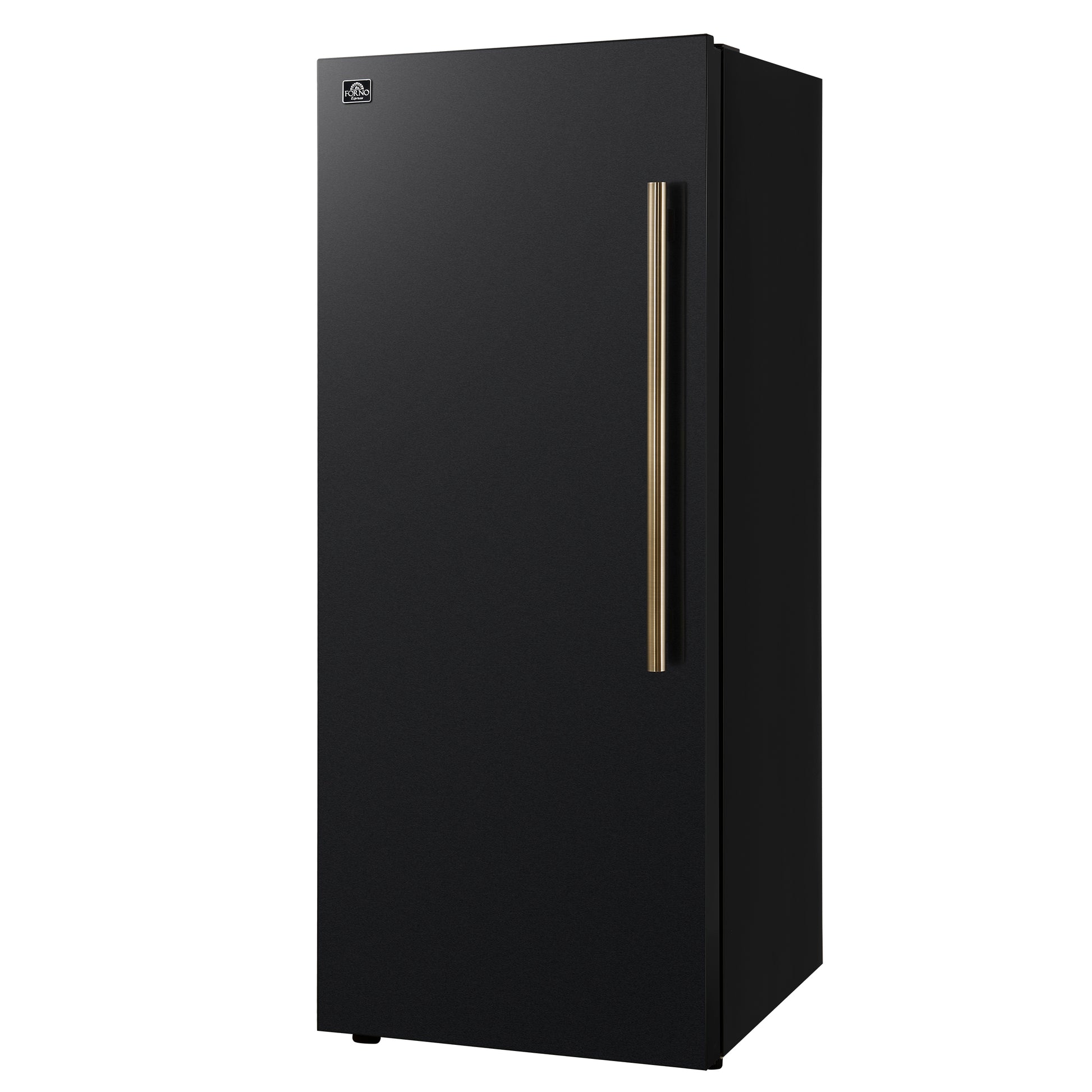 Forno Maderno 28-Inch Convertible Upright Freezer/Refrigerator in Black with Antique Brass Handle, 13.6 cu.ft., Left Swing - Forno Appliances