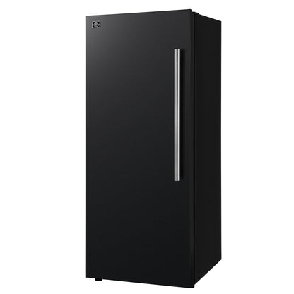 Forno Maderno 28-Inch Convertible Upright Freezer/Refrigerator in Black with Antique Brass Handle, 13.6 cu.ft., Left Swing - Forno Appliances