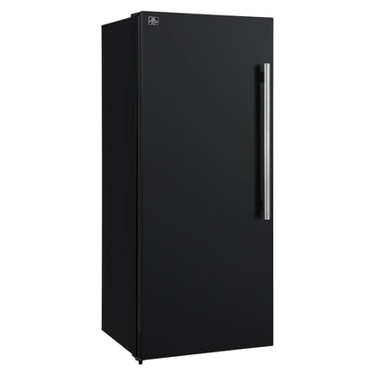 Forno Maderno 28-Inch Convertible Upright Freezer/Refrigerator in Black with Antique Brass Handle, 13.6 cu.ft., Left Swing - Forno Appliances
