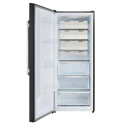 Forno Maderno 28-Inch Convertible Upright Freezer/Refrigerator in Black with Antique Brass Handle, 13.6 cu.ft., Left Swing - Forno Appliances