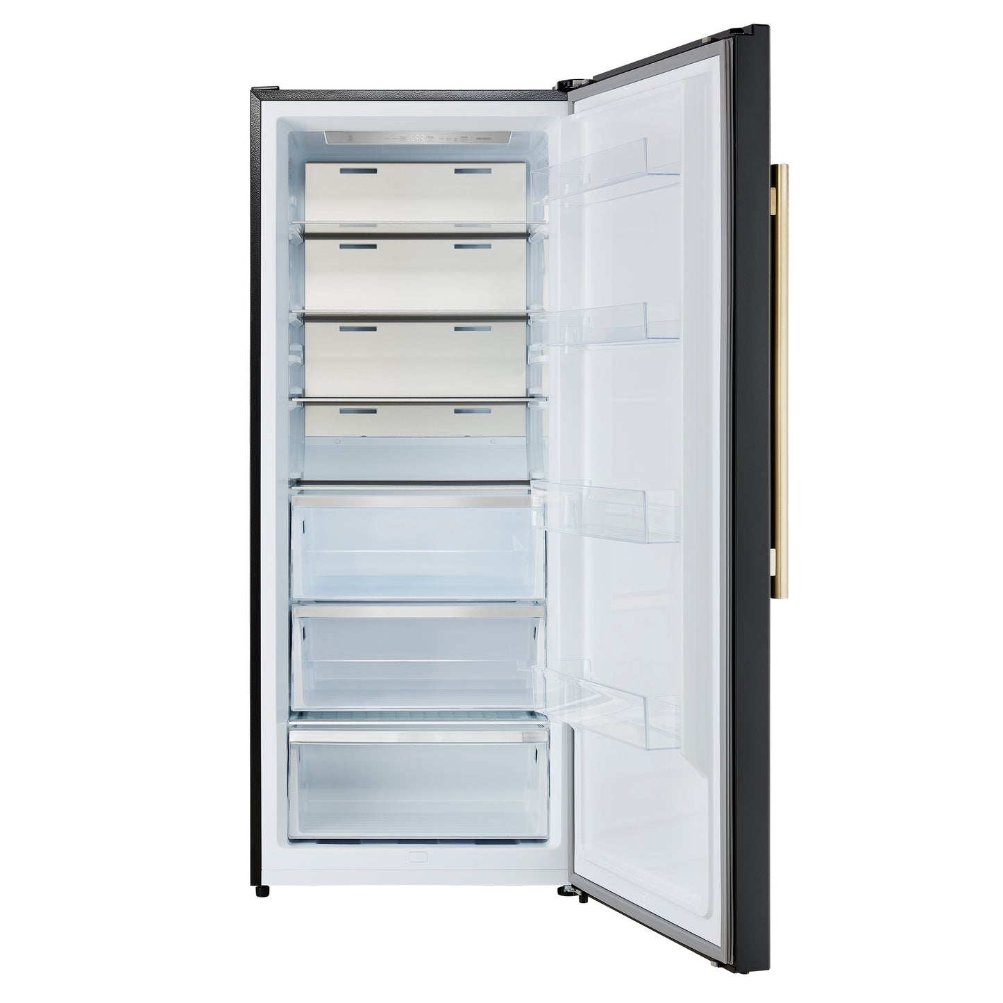 Forno Maderno 28-Inch Convertible Freezer/Refrigerator in Black with Antique Brass Handle, 13.6 cu.ft. Right Swing - Forno Appliances