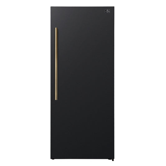 Forno Maderno 28-Inch Convertible Freezer/Refrigerator in Black with Antique Brass Handle, 13.6 cu.ft. Right Swing - Forno Appliances