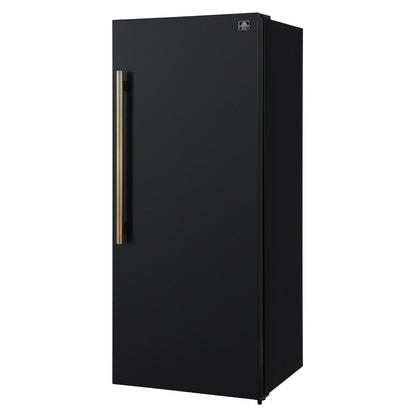 Forno Maderno 28-Inch Convertible Freezer/Refrigerator in Black with Antique Brass Handle, 13.6 cu.ft. Right Swing - Forno Appliances