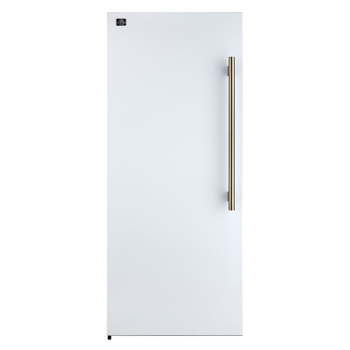 Forno Maderno 28-Inch Convertible Upright Freezer/Refrigerator in White with Antique Brass Handle, 13.6 cu.ft., Left Swing - Forno Appliances