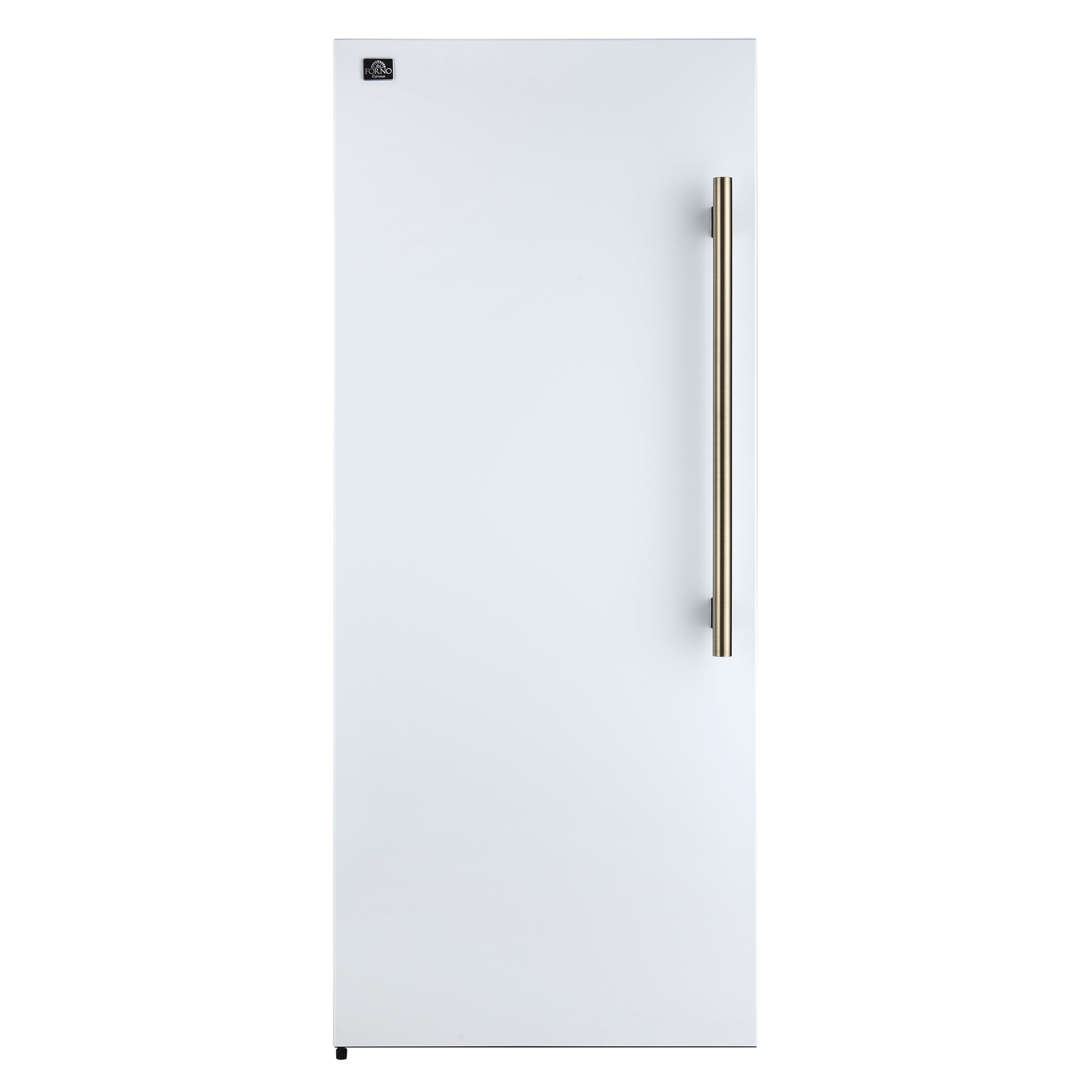 Forno Maderno 28-Inch Convertible Upright Freezer/Refrigerator in White with Antique Brass Handle, 13.6 cu.ft., Left Swing - Forno Appliances
