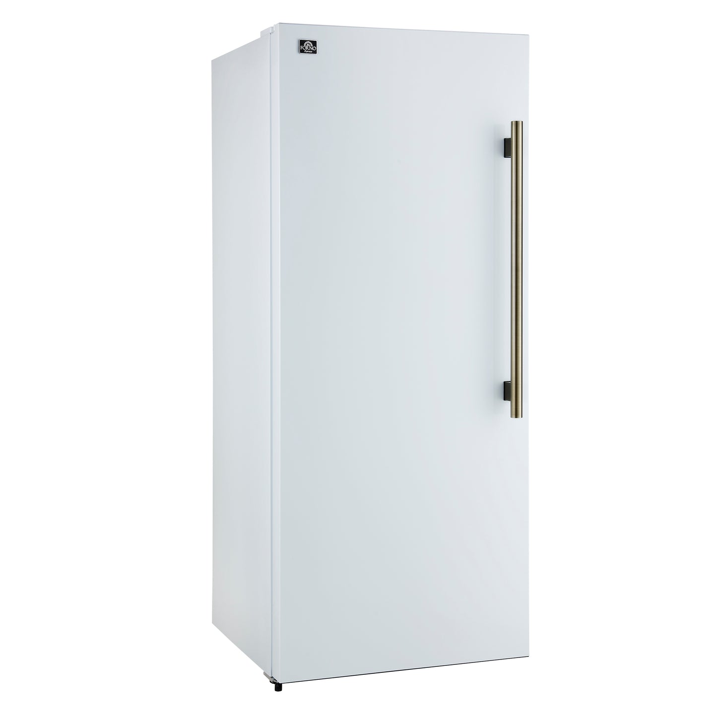 Forno Maderno 28-Inch Convertible Upright Freezer/Refrigerator in White with Antique Brass Handle, 13.6 cu.ft., Left Swing - Forno Appliances