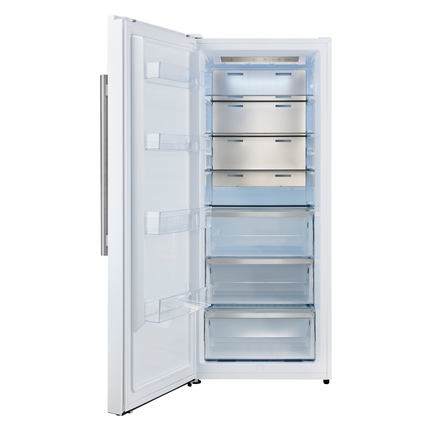 Forno Maderno 28-Inch Convertible Upright Freezer/Refrigerator in White with Antique Brass Handle, 13.6 cu.ft., Left Swing - Forno Appliances