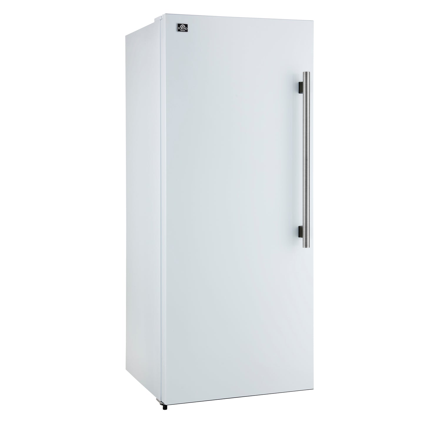 Forno Maderno 28-Inch Convertible Upright Freezer/Refrigerator in White with Antique Brass Handle, 13.6 cu.ft., Left Swing - Forno Appliances
