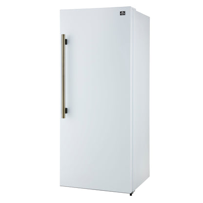 Forno Maderno 28-Inch Convertible Freezer/Refrigerator in White with Antique Brass Handle, 13.6 cu.ft. Right Swing - Forno Appliances