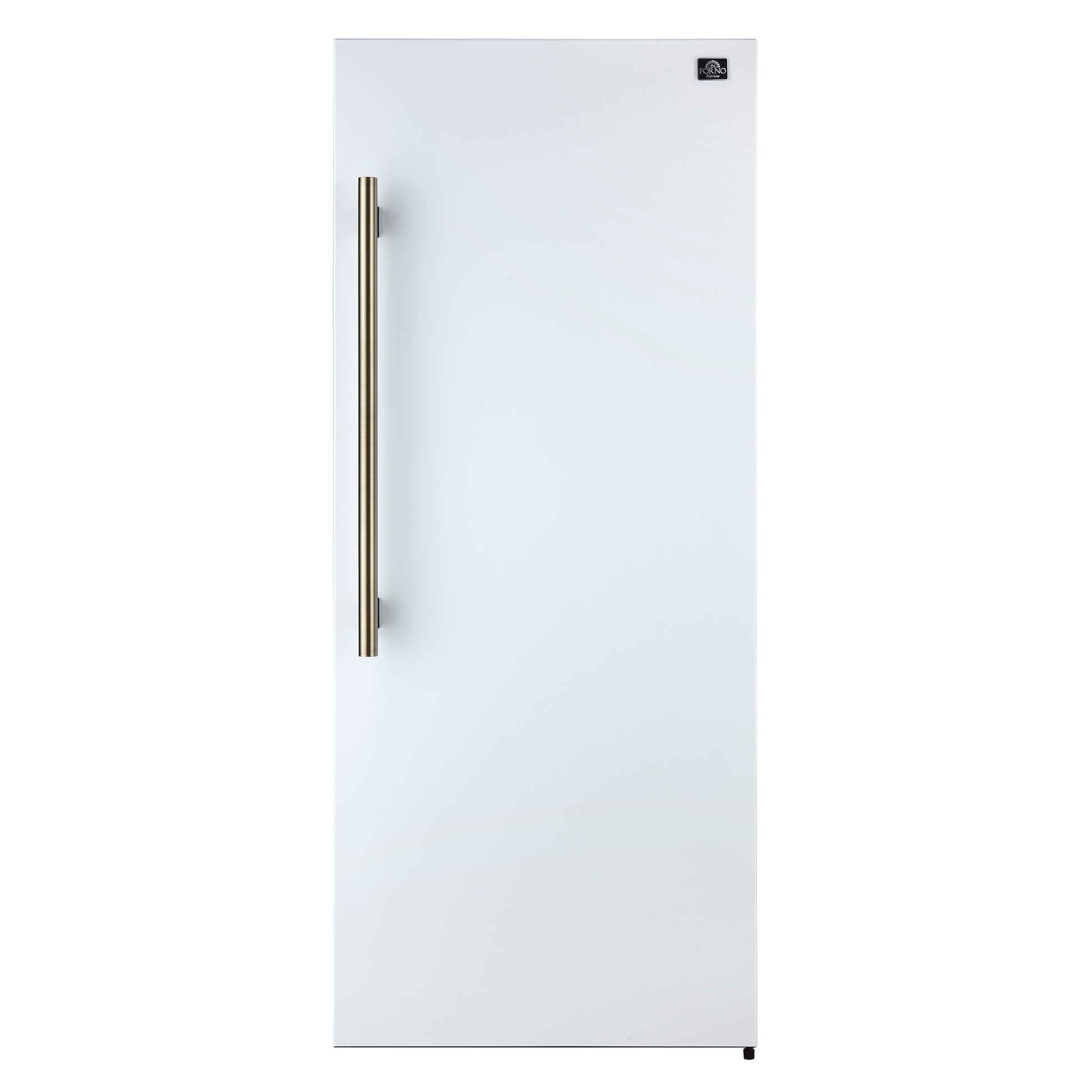 Forno Maderno 28-Inch Built-In Convertible Refrigerator in White with Antique Brass Handle, 13.6 cu.ft. Right Swing with Decorative Trim - 32-Inch Wide - Forno Appliances