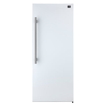 Forno Maderno 28-Inch Convertible Freezer/Refrigerator in White with Antique Brass Handle, 13.6 cu.ft. Right Swing - Forno Appliances