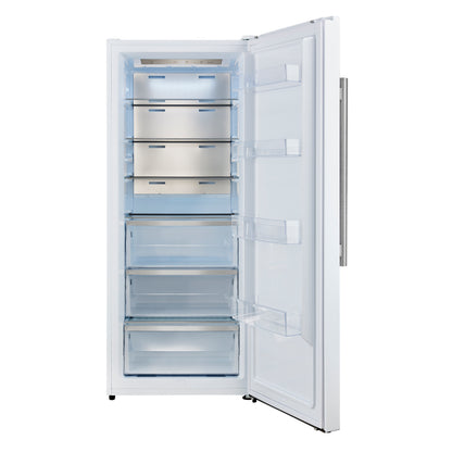 Forno Maderno 28-Inch Convertible Freezer/Refrigerator in White with Antique Brass Handle, 13.6 cu.ft. Right Swing - Forno Appliances