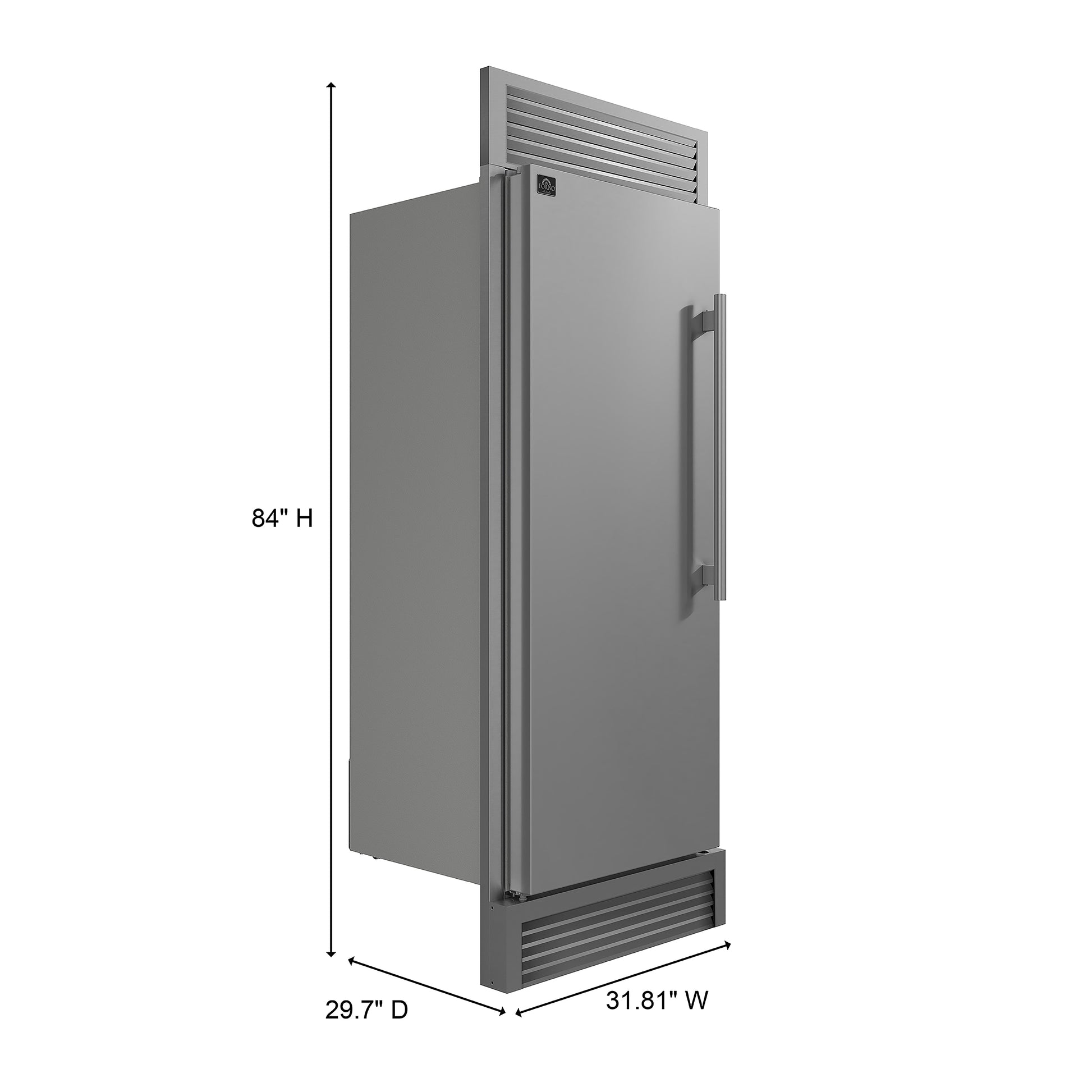 Forno Maderno 28" Built-In Convertible Refrigerator, 13.6 cu.ft. Left Swing with Decorative Grill - 32" Wide - Forno Appliances
