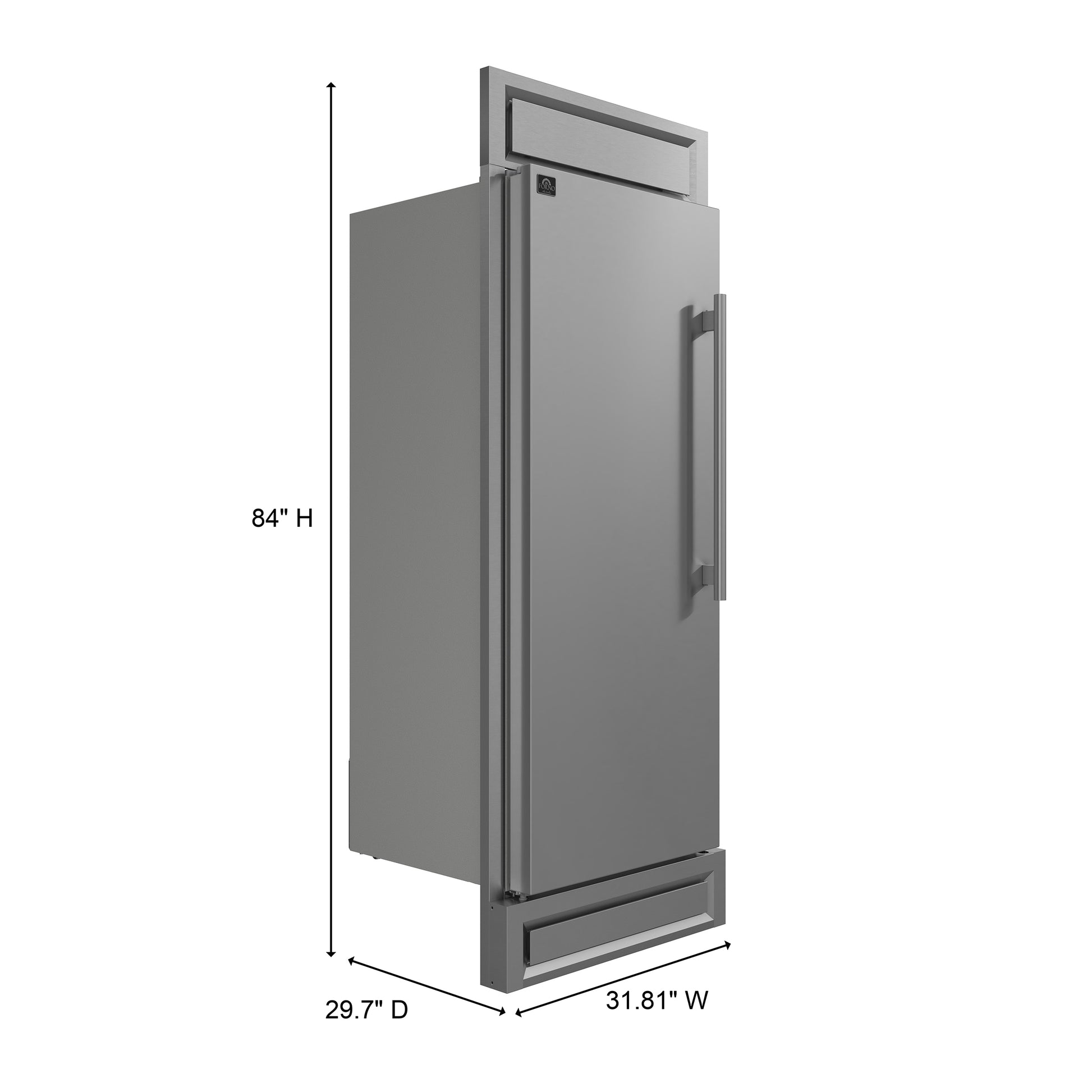 Forno Maderno 28-Inch Built-In Convertible Refrigerator, 13.6 cu.ft, Left Swing, Decorative Grill, ENERGY STAR Certified - Forno Appliances