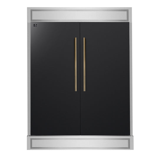 Forno Maderno 2-28-Inch Wide Convertible Refrigerator/Freezer in Black, Decorative Trim, 27.2 cu.ft, 84-Inch High, ENERGY STAR Certified - Forno Appliances