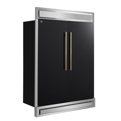 Forno Maderno 2-28-Inch Wide Convertible Refrigerator/Freezer in Black, Decorative Trim, 27.2 cu.ft, 84-Inch High, ENERGY STAR Certified - Forno Appliances