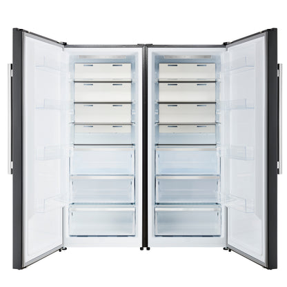Forno Maderno 2-28-Inch Wide Convertible Refrigerator/Freezer in Black, Decorative Trim Grill, 27.2 cu.ft, 84-Inch High, ENERGY STAR Certified - Forno Appliances