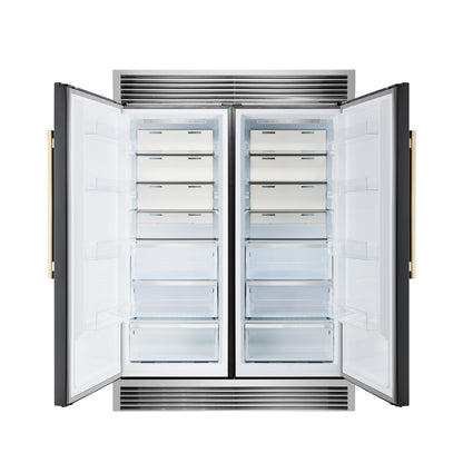 Forno Maderno 2-28-Inch Wide Convertible Refrigerator/Freezer in Black, Decorative Trim Grill, 27.2 cu.ft, 84-Inch High, ENERGY STAR Certified - Forno Appliances