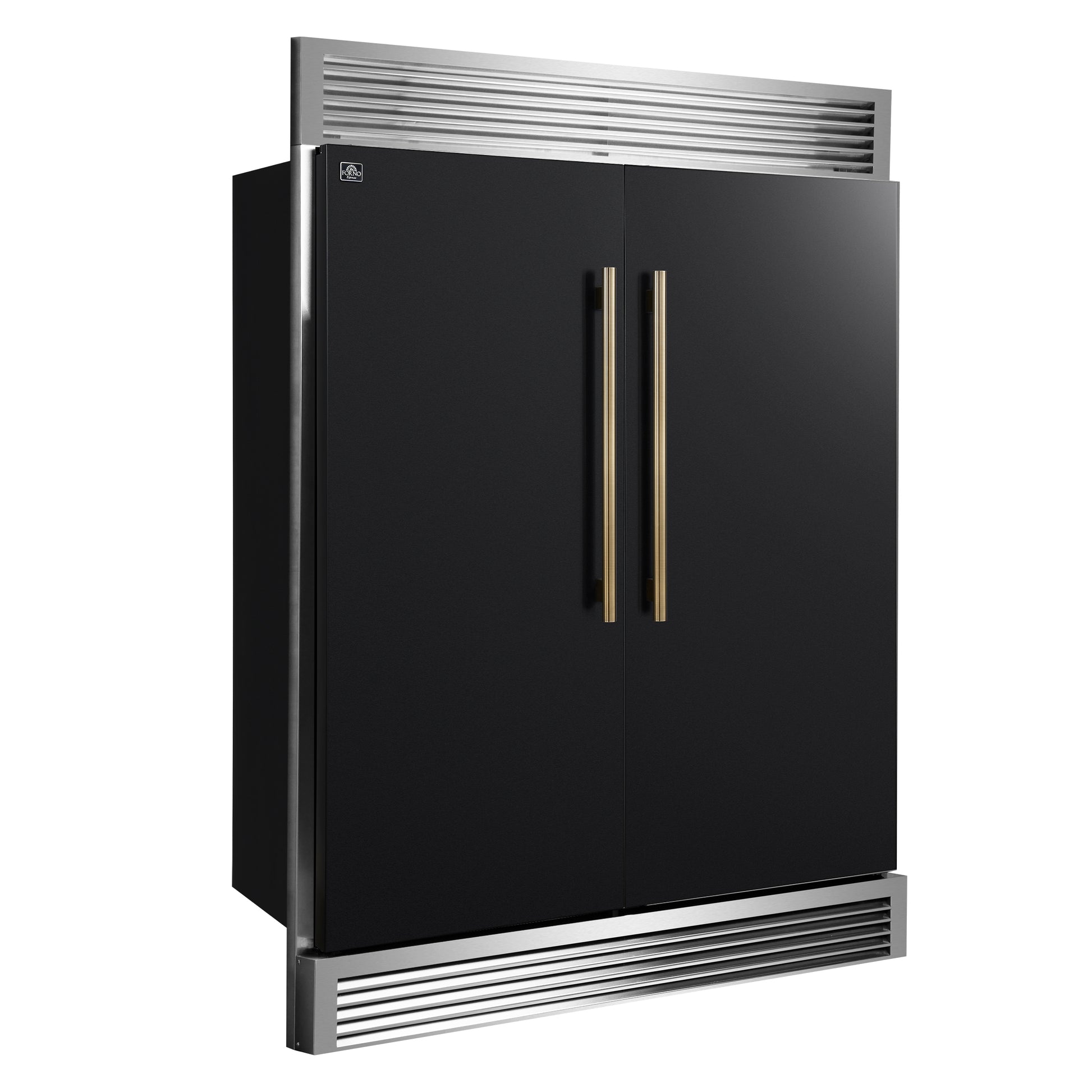 Forno Maderno 2-28-Inch Wide Convertible Refrigerator/Freezer in Black, Decorative Trim Grill, 27.2 cu.ft, 84-Inch High, ENERGY STAR Certified - Forno Appliances
