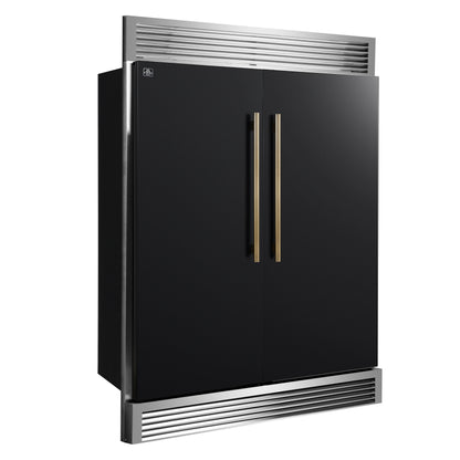Forno Maderno 2-28-Inch Wide Convertible Refrigerator/Freezer in Black, Decorative Trim Grill, 27.2 cu.ft, 84-Inch High, ENERGY STAR Certified - Forno Appliances